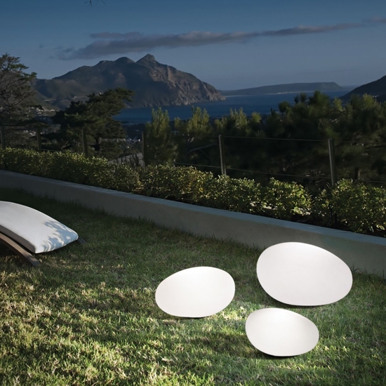 Sasso pt1 d25 lampada da terra per giardino esterno bianca ip44 ideal lux