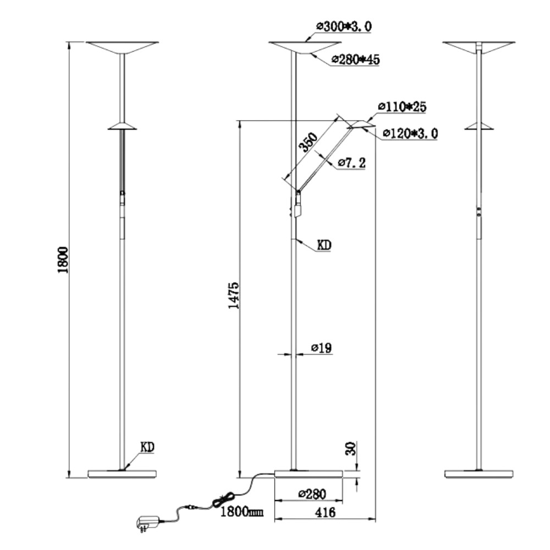 Lampada da terra per lettura led da 2700k a 4000k orientabile