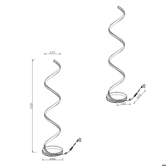 Lampada da terra nera design moderna led 34w 2300k 3000k 4000k