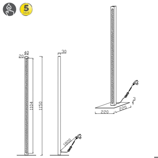 Lampada da terra stile nordico led 3000k sottile in legno