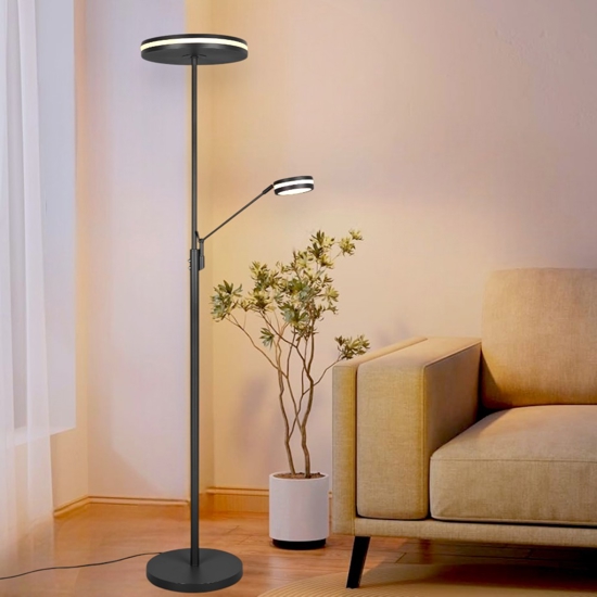 Lampada da terra nera moderna led da 2700k a 4000k orientabile