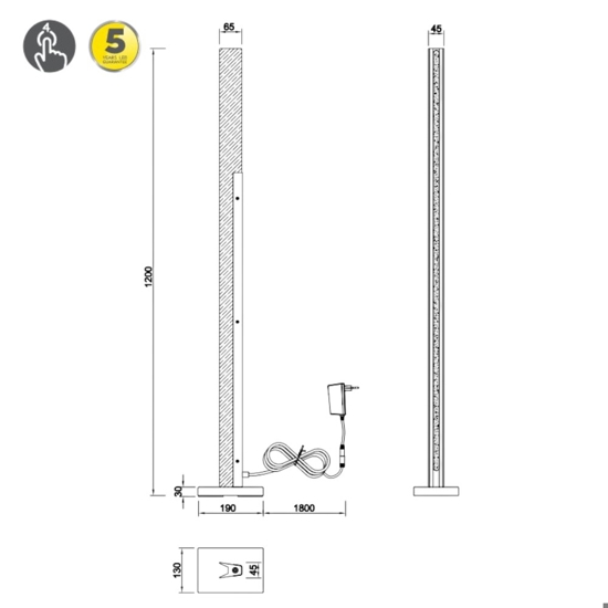 Lampada da terra moderna sottile led 3000k per salotto nordico