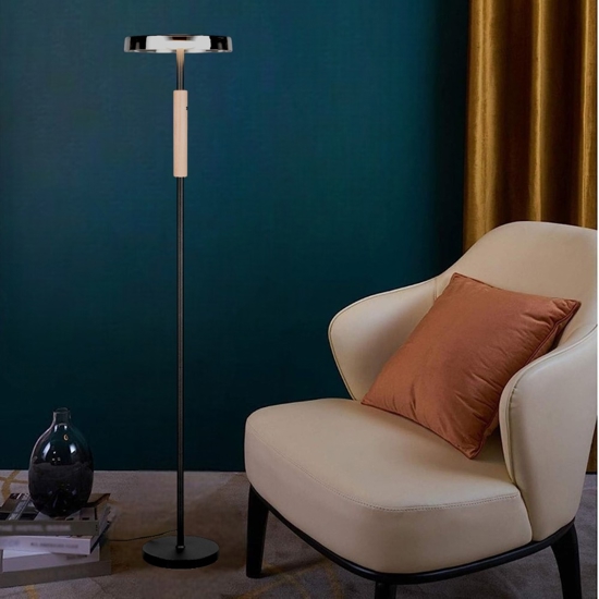 Lampada da terra moderna nera led 3000k per soggiorno h160 cm