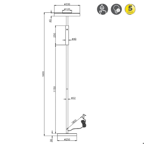 Lampada da terra moderna led 3000k per salotto h160 cm