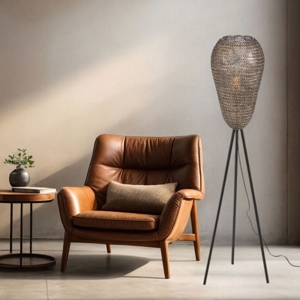 Lampada da terra etnica in metallo per salotto
