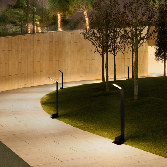 Lampione da giardino moderno nero led 7w 3000k