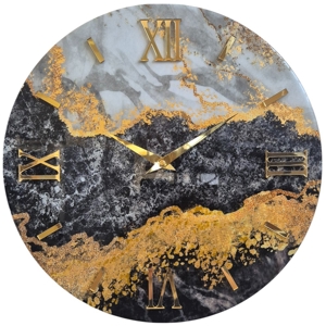 Visualizza i dettagli per Orologio per parete 60cm prime design effetto marmo oro Orologio per parete 60cm prime design effetto marmo oro
