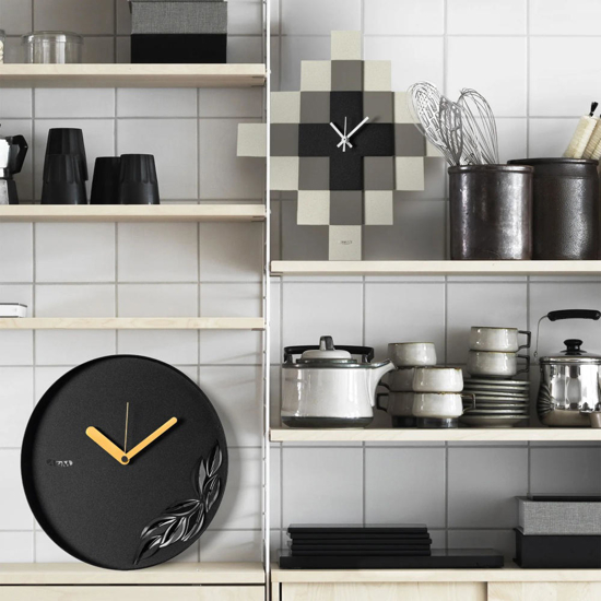 Orologio da parete moderno design mosaico avorio fango e nero