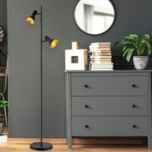 Lampada da terra vintage 2 luci orientabili nero oro