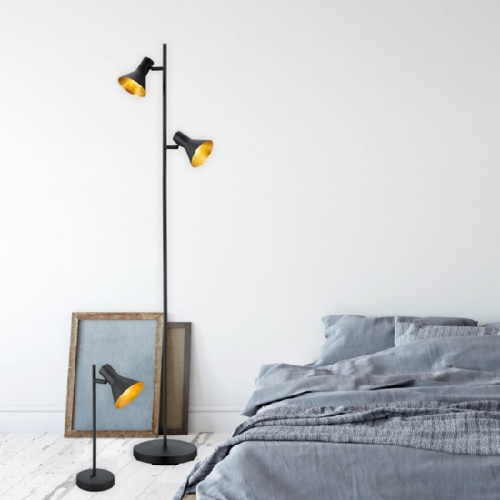 Lampada da terra vintage 2 luci orientabili nero oro
