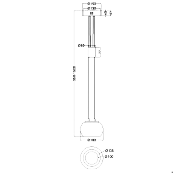 Lampada a sospensione nero vetro fumè led 8w 3000k dimmerabile per isola