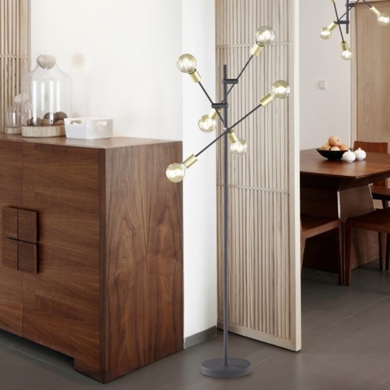 Lampada da terra design minimal nero oro per salotto soggiorno