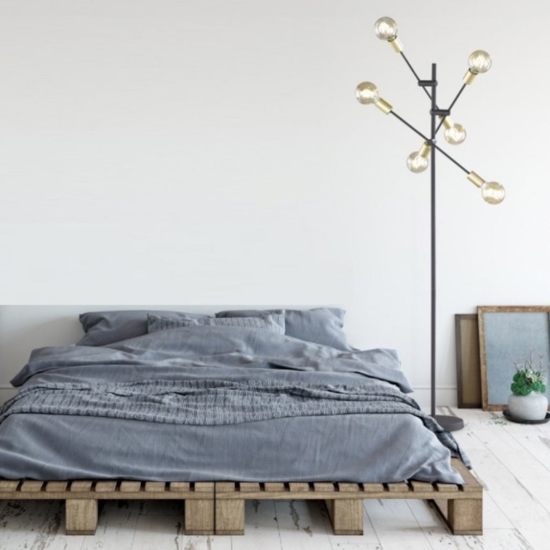 Lampada da terra design minimal nero oro per salotto soggiorno