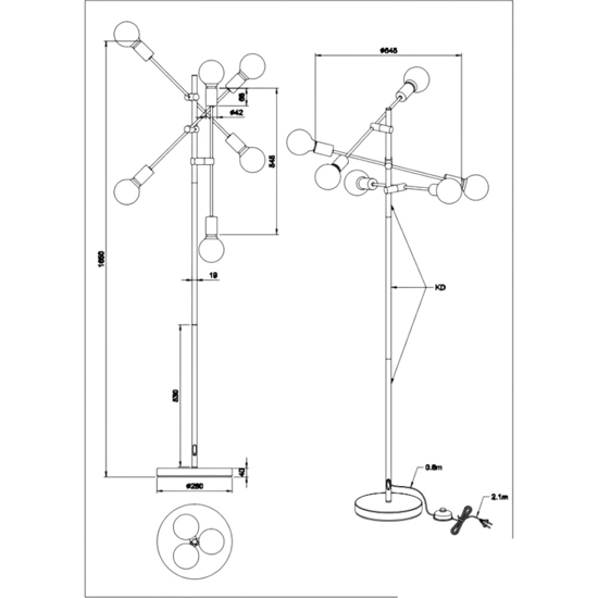 Lampada da terra design minimal nero oro per salotto soggiorno