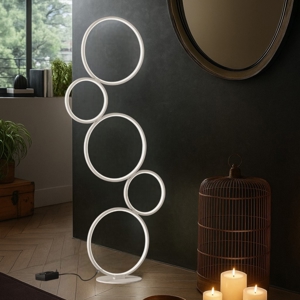 Lampada da terra bianca led 36w 3000k design cerchi