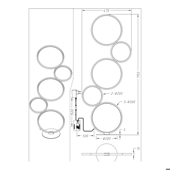Lampada da terra bianca led 36w 3000k design cerchi