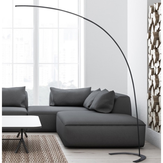 Lampada ad arco design nera led 18w 3000k dimmerabile