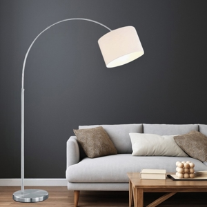 Lampada ad arco moderna per soggiorno paralume bianco