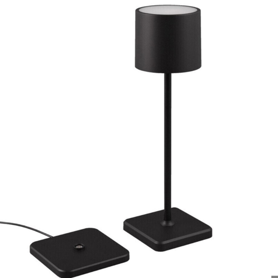Lampada da tavolo nera portatile senza fili per esterno moderna