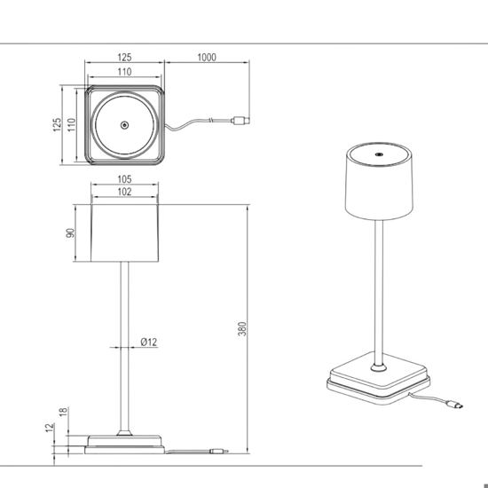 Lampada da esterno grigio senza fili per tavolo ristorante