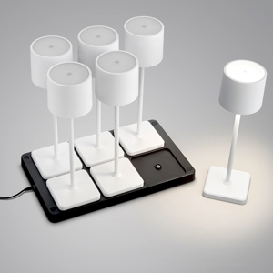 Kit 6 lampade da tavolo senza fili bianco con postazione ricaricabile per esterno