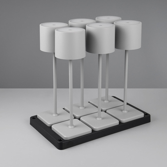 Kit 6 lampade da esterno grigio senza fili con postazione ricaricabile