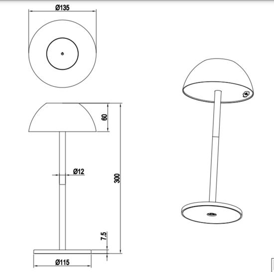 Lampada colore grigio da tavolo senza fili per esterni design moderna