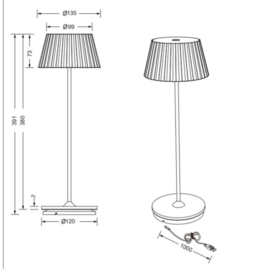 Lampada da esterno rossa da tavolino ricaricabile ortatile led moderna