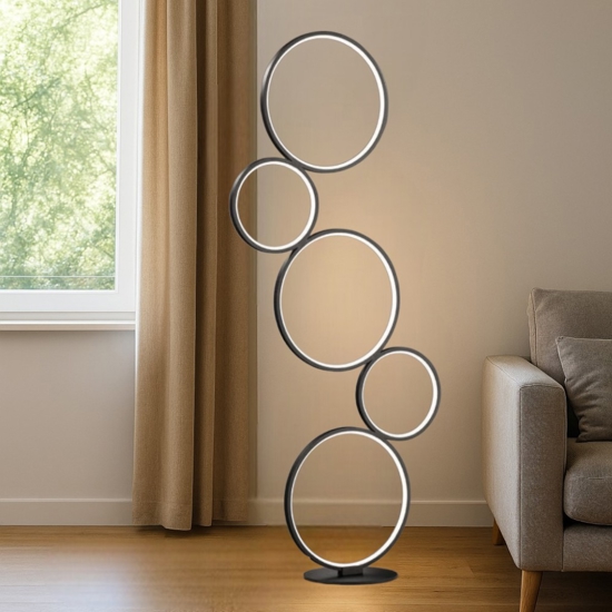 Lampada da terra design nera moderna led 36w 3000k