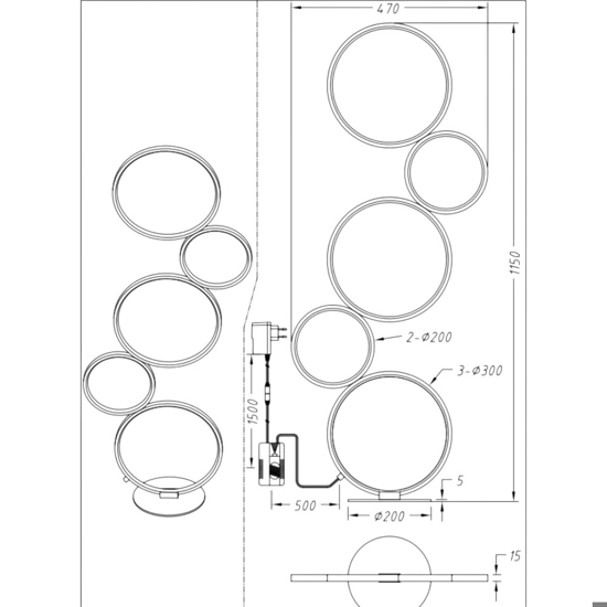 Lampada da terra design nera moderna led 36w 3000k