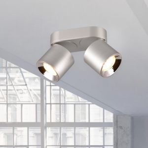 Faretto led da incasso o plafone grigio cromo 2 luci orientabili