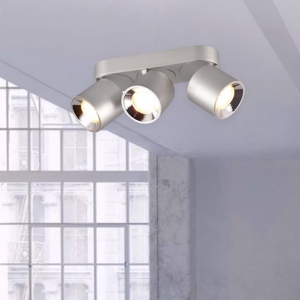 Faretto grigio da incasso o plafone a soffitto 3 luci orientabili