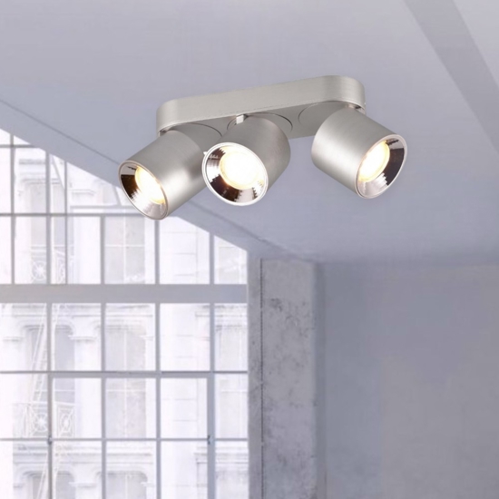 Faretto grigio da incasso o plafone a soffitto 3 luci orientabili