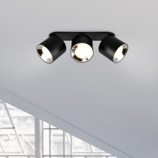 Faretto nero da incasso soffitto o plafone 3 luci orientabili