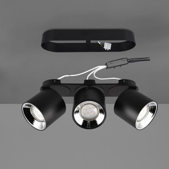 Faretto nero da incasso soffitto o plafone 3 luci orientabili