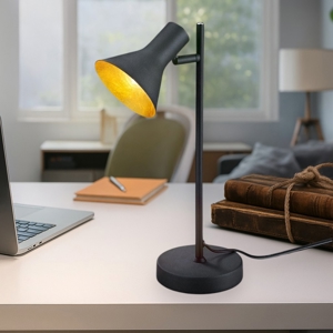 Lampada da scrivania nero oro orientabile