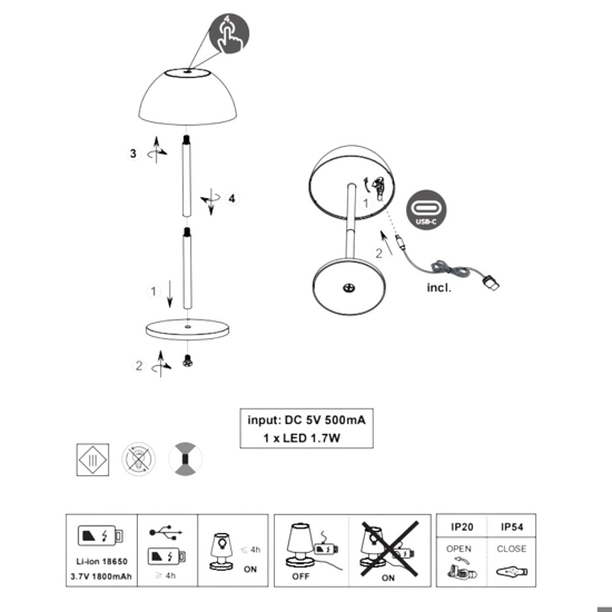 Lampada da esterno portatile senza fili rossa led moderna