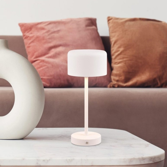 Lampada da tavolo bianca senza fili led 3000k dimmerabile design moderna