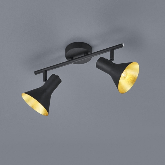 Faretti da soffitto 2 luci orientabili nero oro da interno