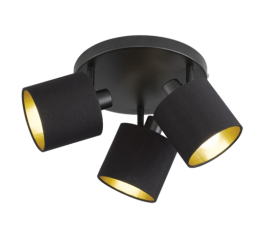 Lampada da soffitto con luci led orientabili nero oro