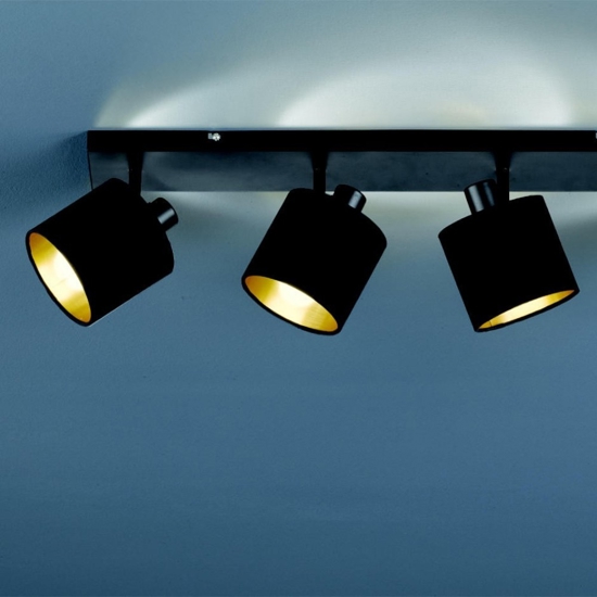 Faretti led 4 luci nero paralumi tessuto nero orientabili