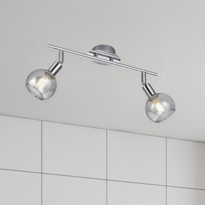 Lampada da soffitto 2 luci cromo sfere vetro fume orientabili