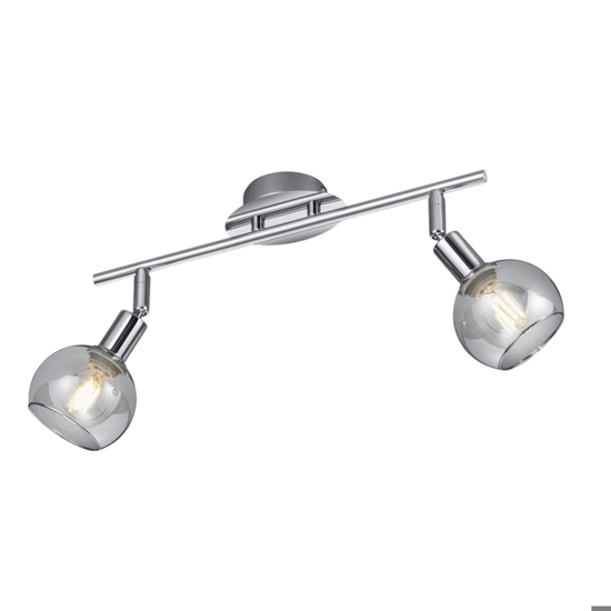 Lampada da soffitto 2 luci cromo sfere vetro fume orientabili