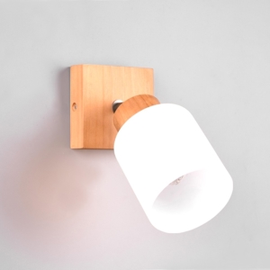 Applique di legno orientabile vetro di bianco da parete