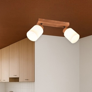 Lampada da soffitto 2 luci orientabili vetro legno