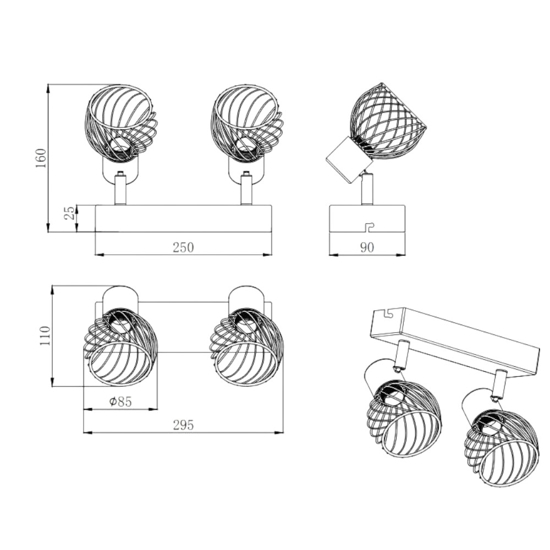Faretti led e14 orientabili nero e oro