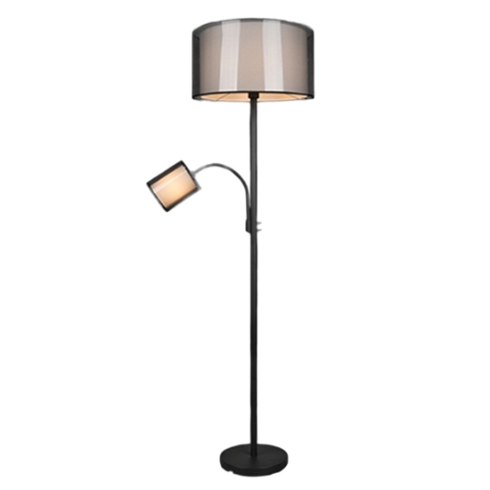 Lampada da terra due luci orientabile paralume in tessuto