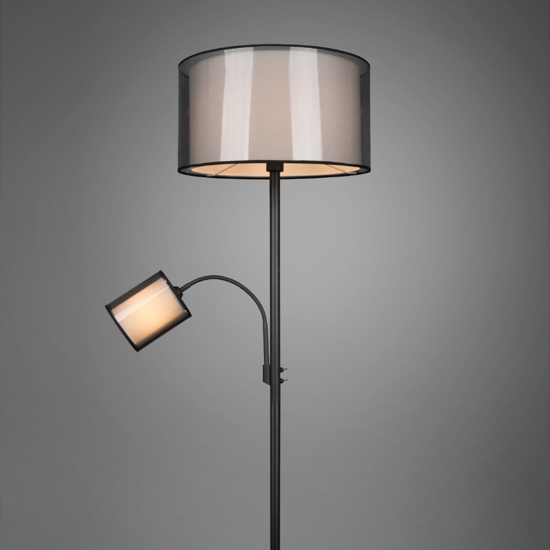 Lampada da terra due luci orientabile paralume in tessuto