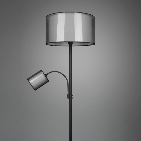 Lampada da terra due luci orientabile paralume in tessuto