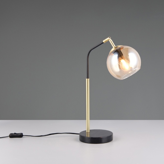 Lampada da tavolo orientabile nero oro base effetto marmo
